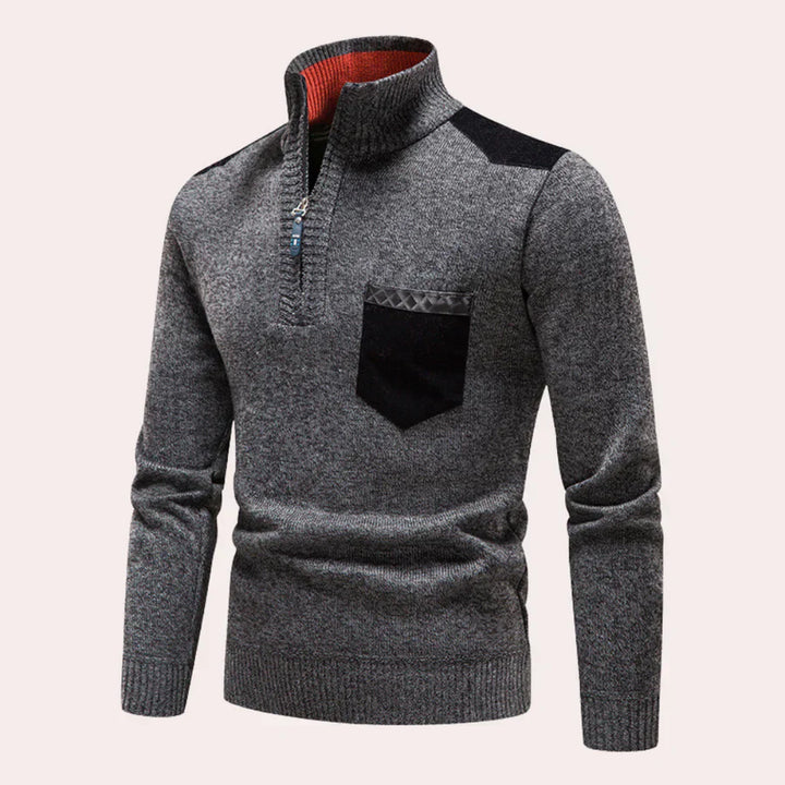 Levoire | Élégant Pull Pour Hommes Avec Fermeture Éclair Gris