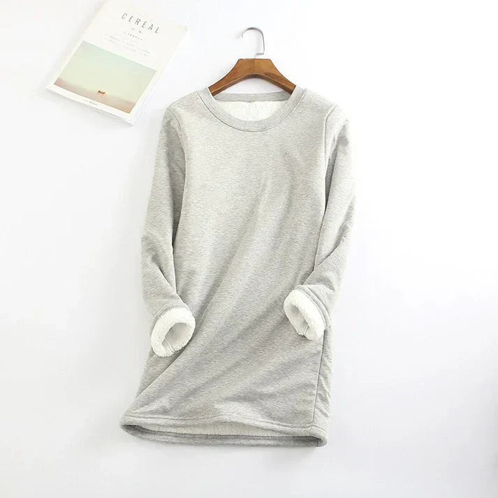 Levoire | Femme Tricot Avec Doublure En Polaire Gris clair