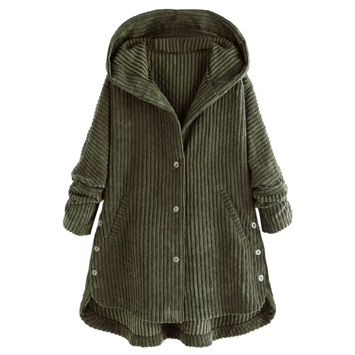 Levoire | Veste En Velours Côtelé Stylée Avec Capuche Vert