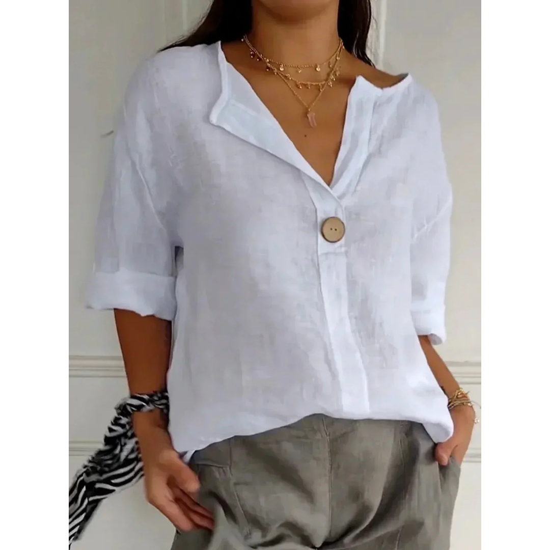 Levoire | Chemisier D'Été Décontracté Pour - Femmes - Manches 3/4 Blanc