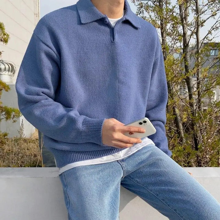 Levoire | Pull-over de luxe en laine à manches longues Bleu