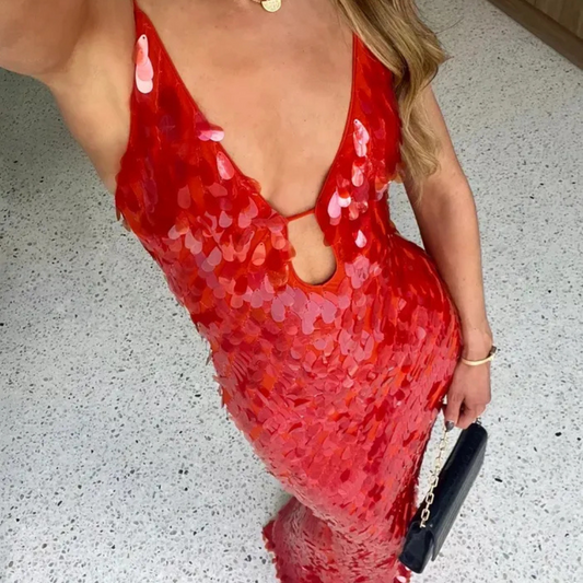 Levoire | Robe D'Invité De Mariage Mince À Paillettes - Maxi