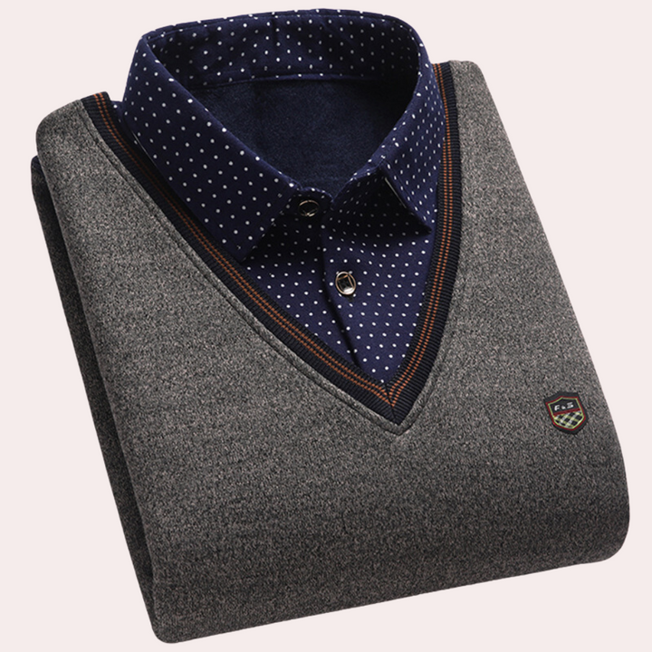 Levoire | Pull classique pour hommes avec col de chemise pour hommes Khaki