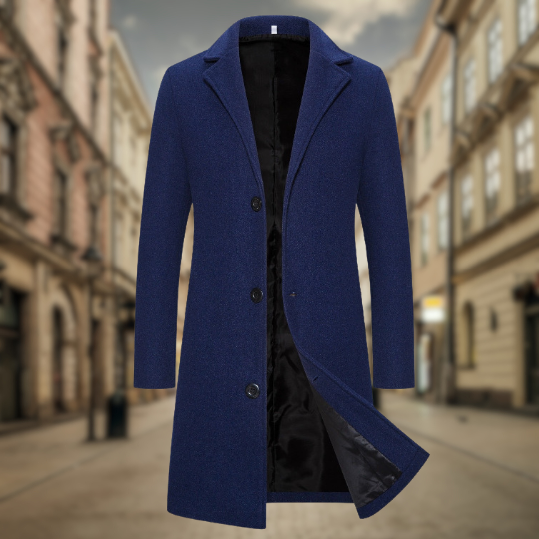 Levoire | Manteau D'Automne Long Pour Hommes Bleu foncé