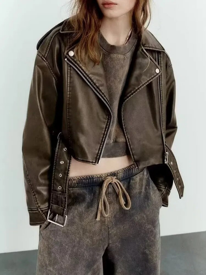 Levoire | Veste courte en simili cuir pour femmes chaude