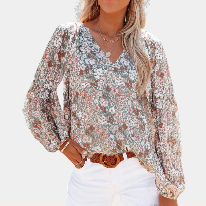Levoire | Blouse Femme Longue Fleurs Été Top Blouse Pour Femmes Couleur