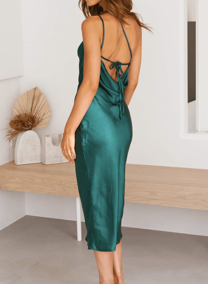Levoire | Satin Midi Robe À Revers