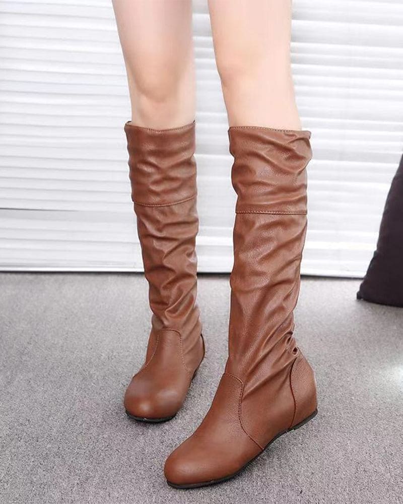 Levoire | Bottes Plates À Plis Jusqu'Au Genou