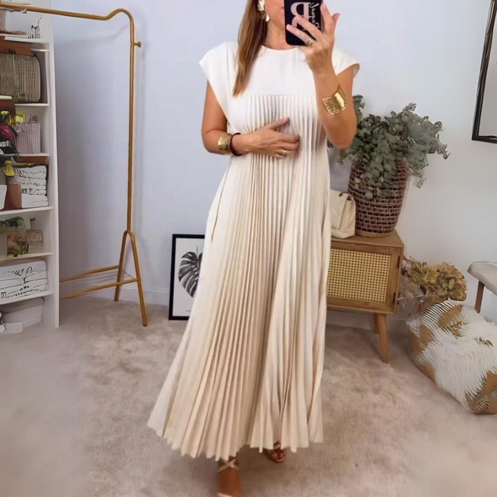 Levoire | Robe Plissée Silhouette Flottante Beige