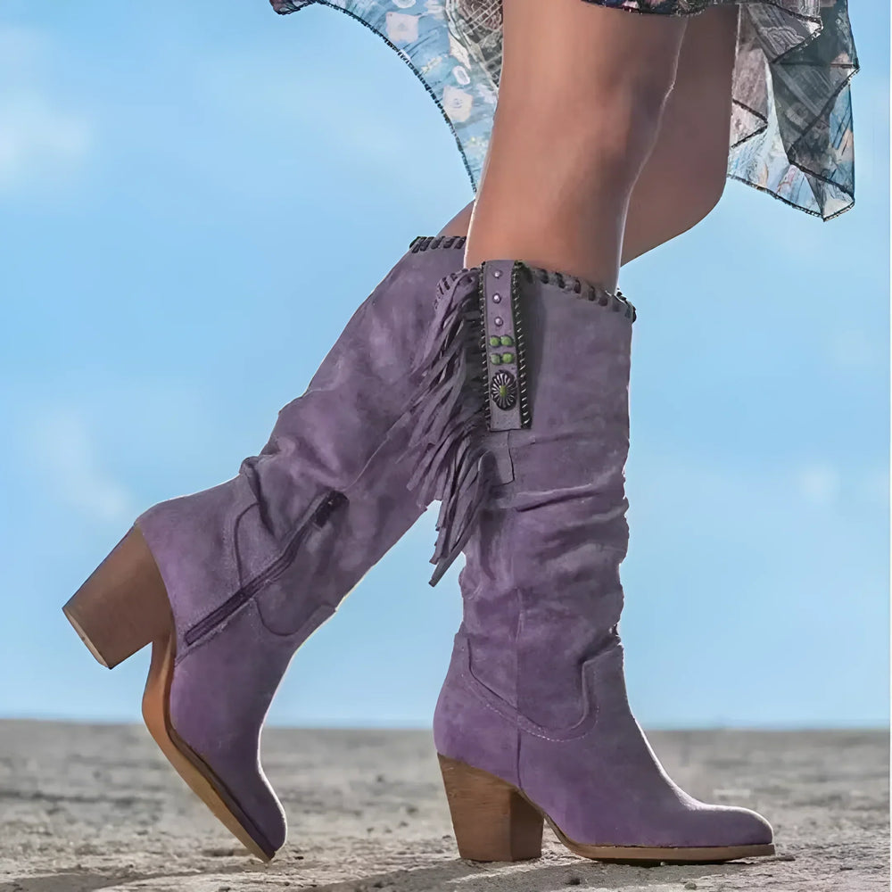 Levoire | Bottes De Cowboy En Cuir Pour Femmes Lila