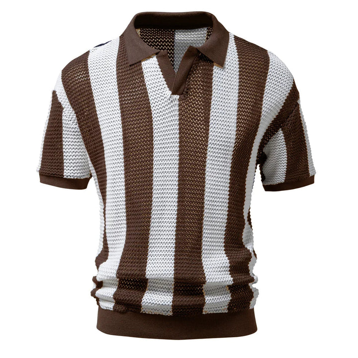 Levoire | Rayé & Breathable Polo Shirt Braun