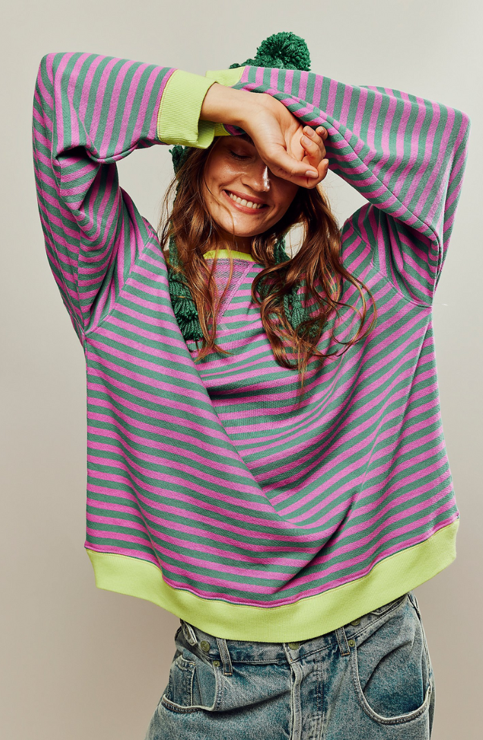 Levoire | Pull Ray En Bergre Vert & Rose