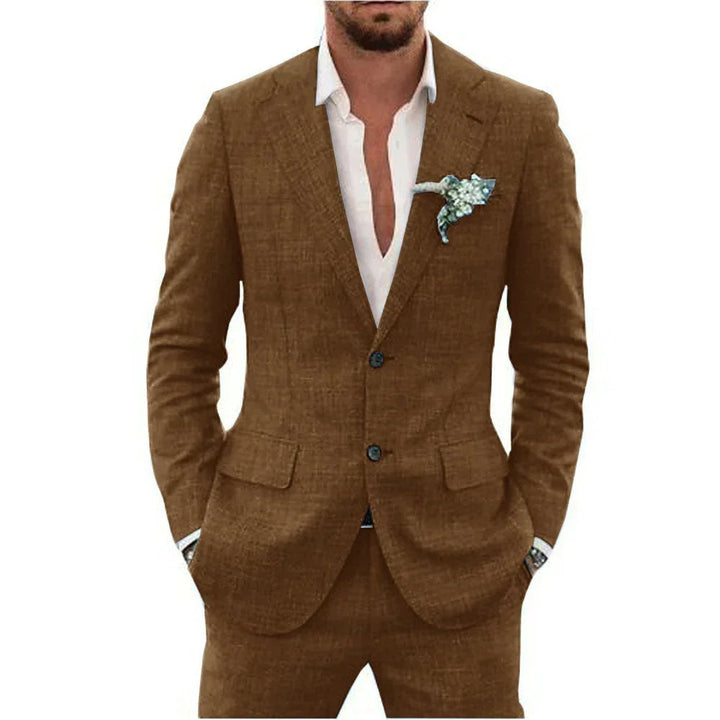 Levoire | Costume en lin pour hommes Braun