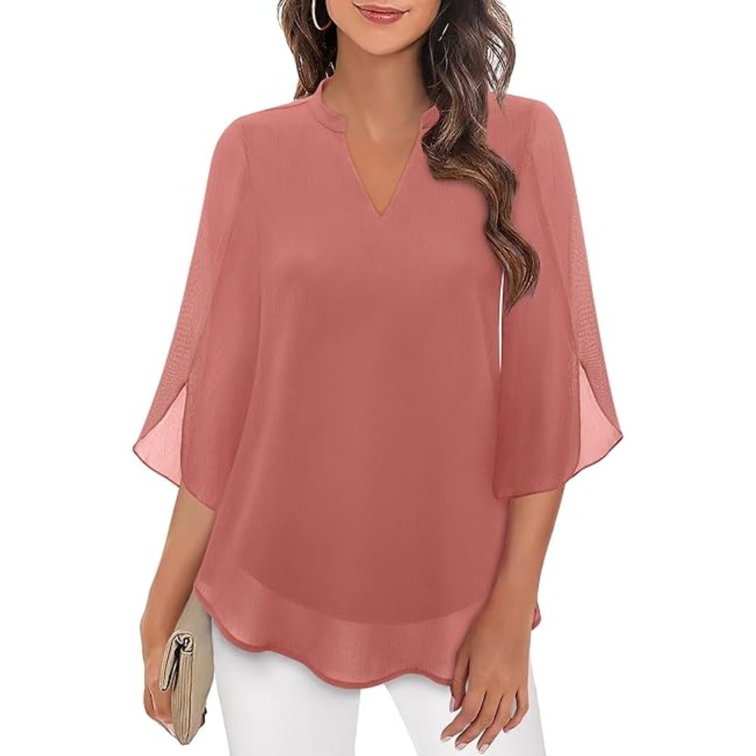 Levoire | Chemise Ample À Manches Fendues Pour - Femmes - Col En V Rose