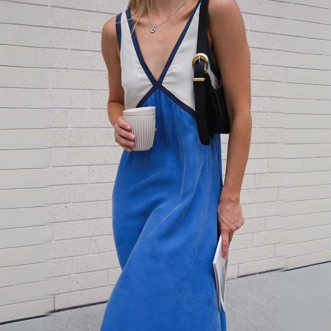 Levoire | Robe Longue Élégante Faite À La Main Bleu