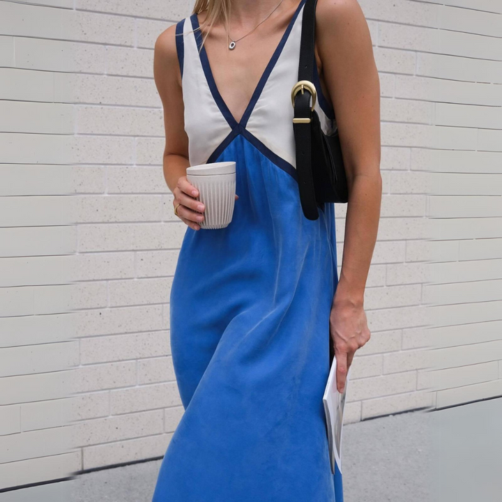 Levoire | Robe Longue Élégante Faite À La Main Bleu