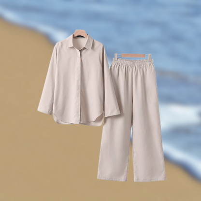 Levoire | Set chemise et pantalon en lin Beige Clair
