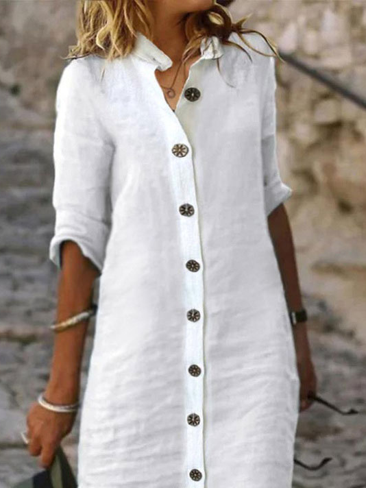 Levoire | Robe décontractée en coton et lin uni