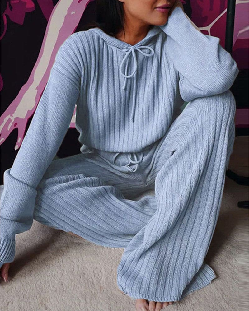 Levoire | Pyjama Chaud Avec Capuche Bleu clair