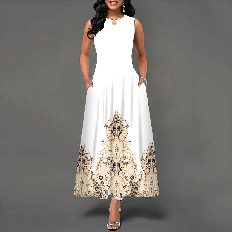 Levoire | Robe Longue Sans Manches Pour Femme Blanc