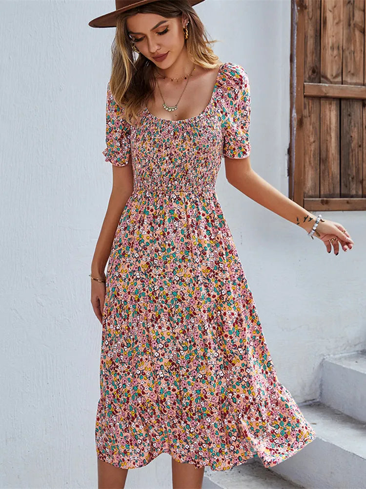 Levoire | Robe À Motif Floral Dans Le Style De La Récolte Du Vin Rosa