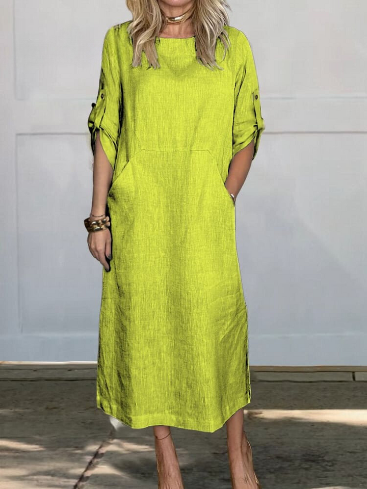Levoire | Robe En Lin Monochrome Confortable Jaune
