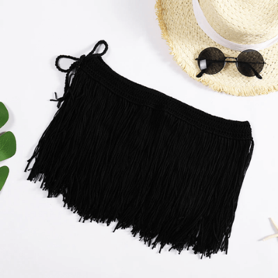 Levoire | Robe De Plage Tricotée À La Main En Crochet Mini Bikini Cover-Up Noir Une taille