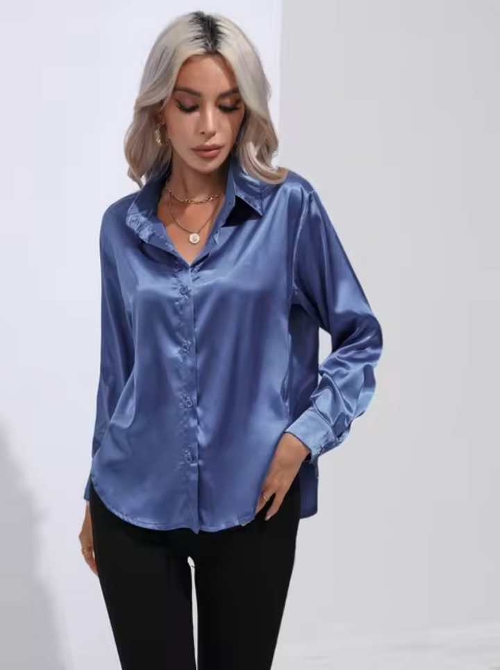 Levoire | Chemisier Luxe Avec Manches Longues Bleu