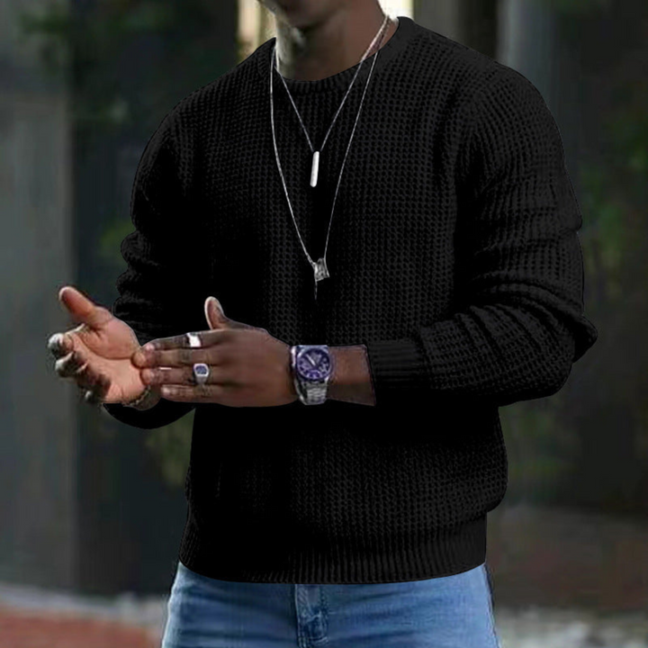 Levoire | Pull Avec Col Rond FR Hommes Chaud Noir