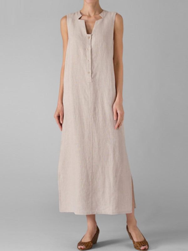 Levoire | Robe longue avec boutons et coupe coulissante Kaki