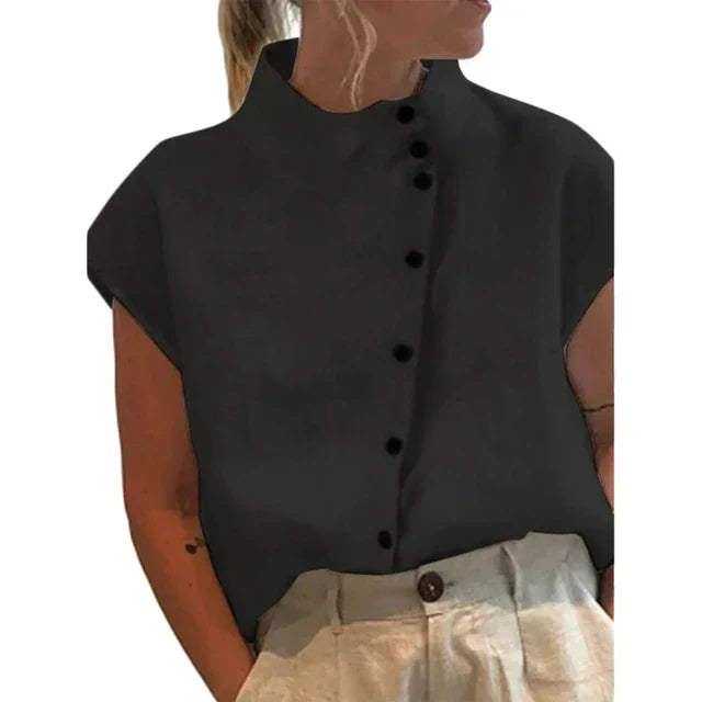 Levoire | Blouse Élégante Avec Col Montant Noir