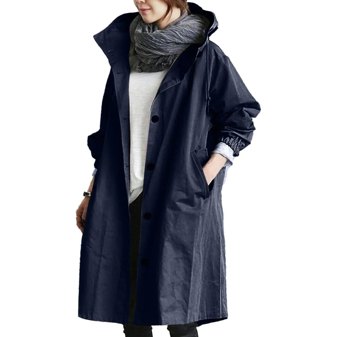 Levoire | Manteau Impermable FR Femmes Long Bleu foncé