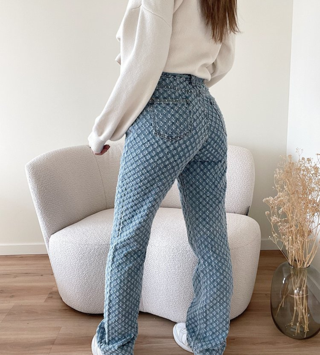 Levoire | Rento Taille Haute Pantalon Droit Avec Motif Diamant