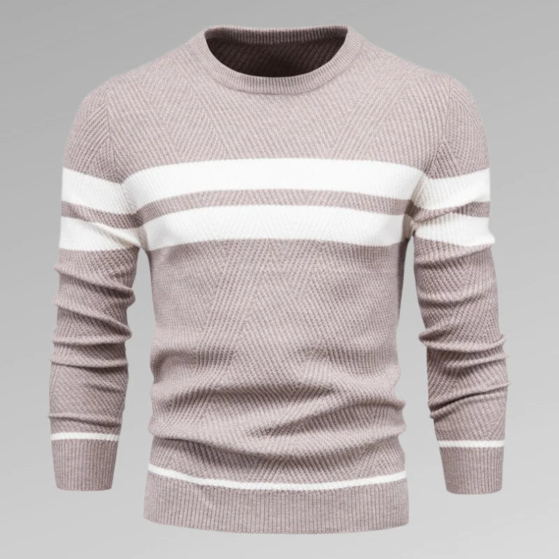 Levoire | Pull Avec Deux Rayures Horizontales Beige