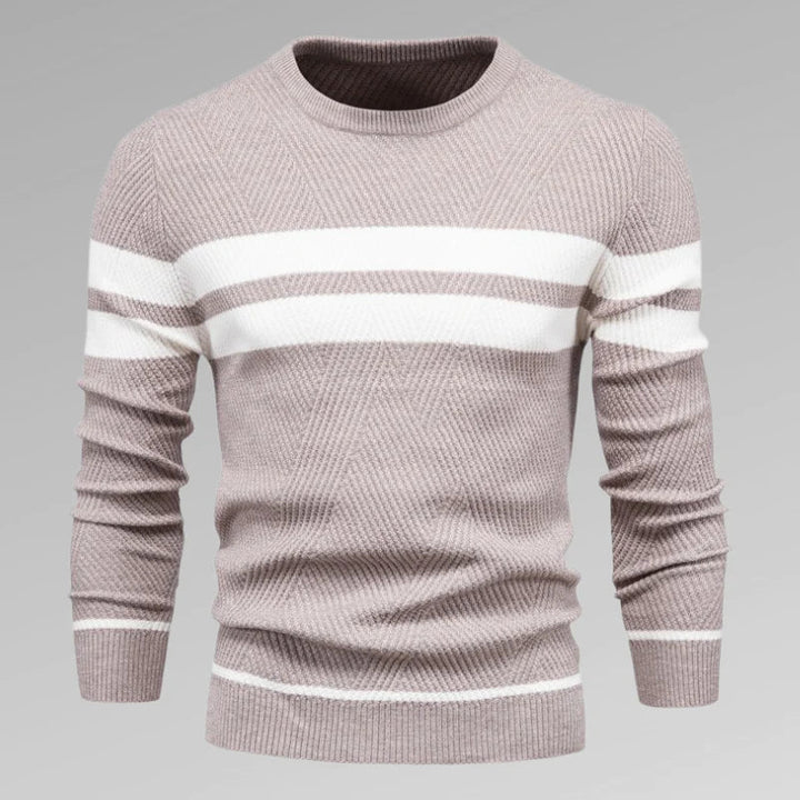 Levoire | Pull Avec Deux Rayures Horizontales Beige