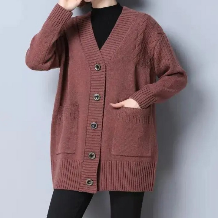 Levoire | Gilet femme ouvert à poches et manches longues Rouge foncé