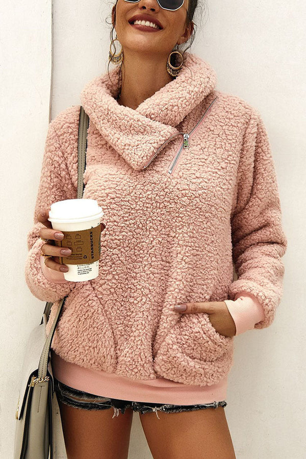 Levoire | Haut De Streetwear Avec Col Rabattable En Couleur Unie Rose