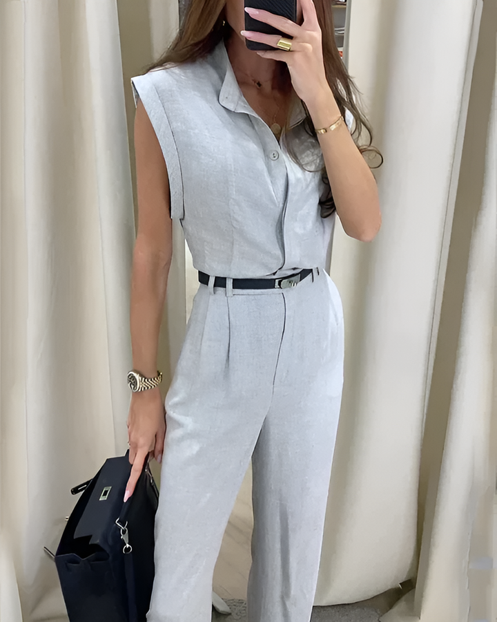 Levoire | Décontracté Duo Ensemble Chemise Et Pantalon Gris clair