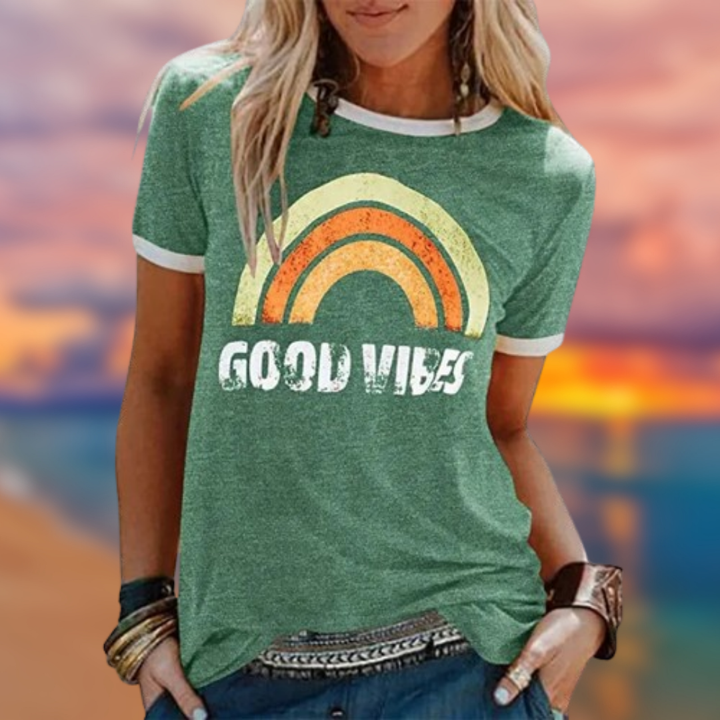 Levoire | T-Shirt femme "Good Vibes" Vert Militaire