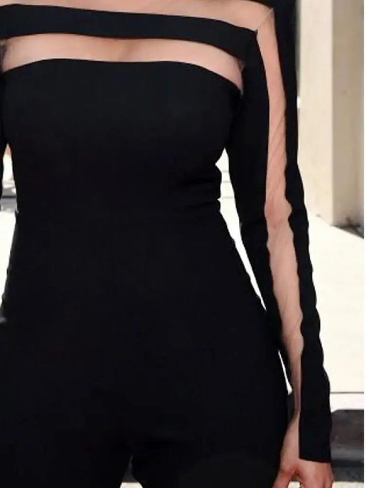 Levoire | Élégant & Sexy Col Haut Réseau Haut À Manches T-Shirt