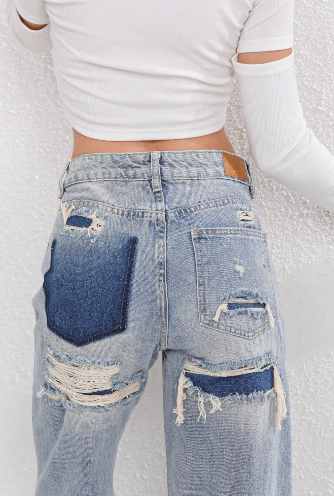 Levoire | Femmes Jean Déchiré Vintage Avec Détail Patchwork Unique Pour Femmes
