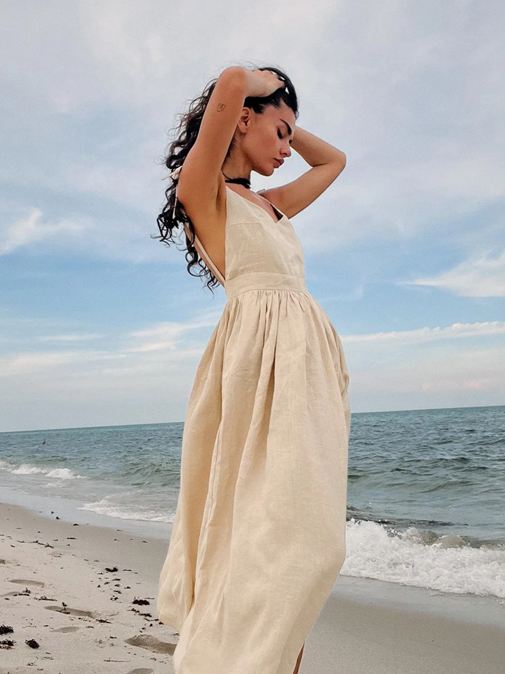 Levoire | Vestido de playa de algodón/lino : estilo vintage