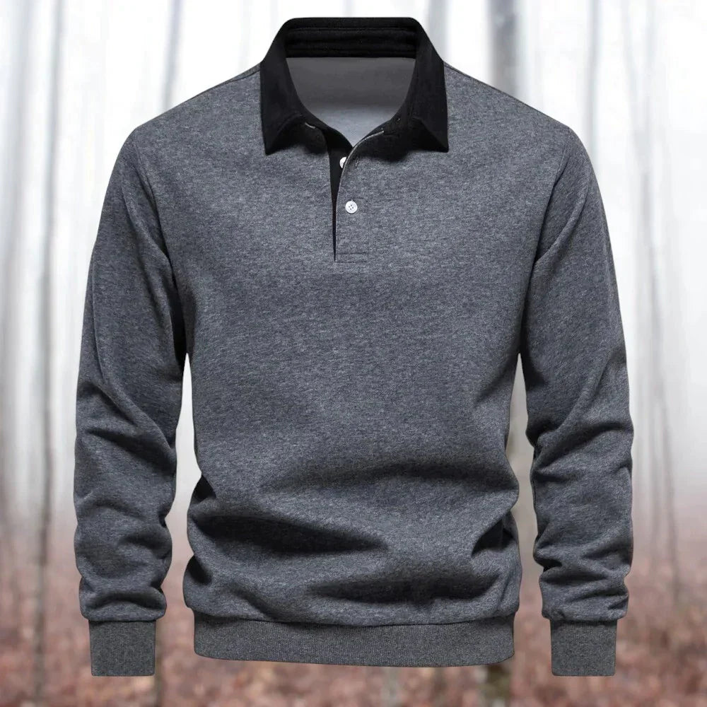 Levoire | Polo Shirt Avec Manches Longues FR Hommes Chic Gris