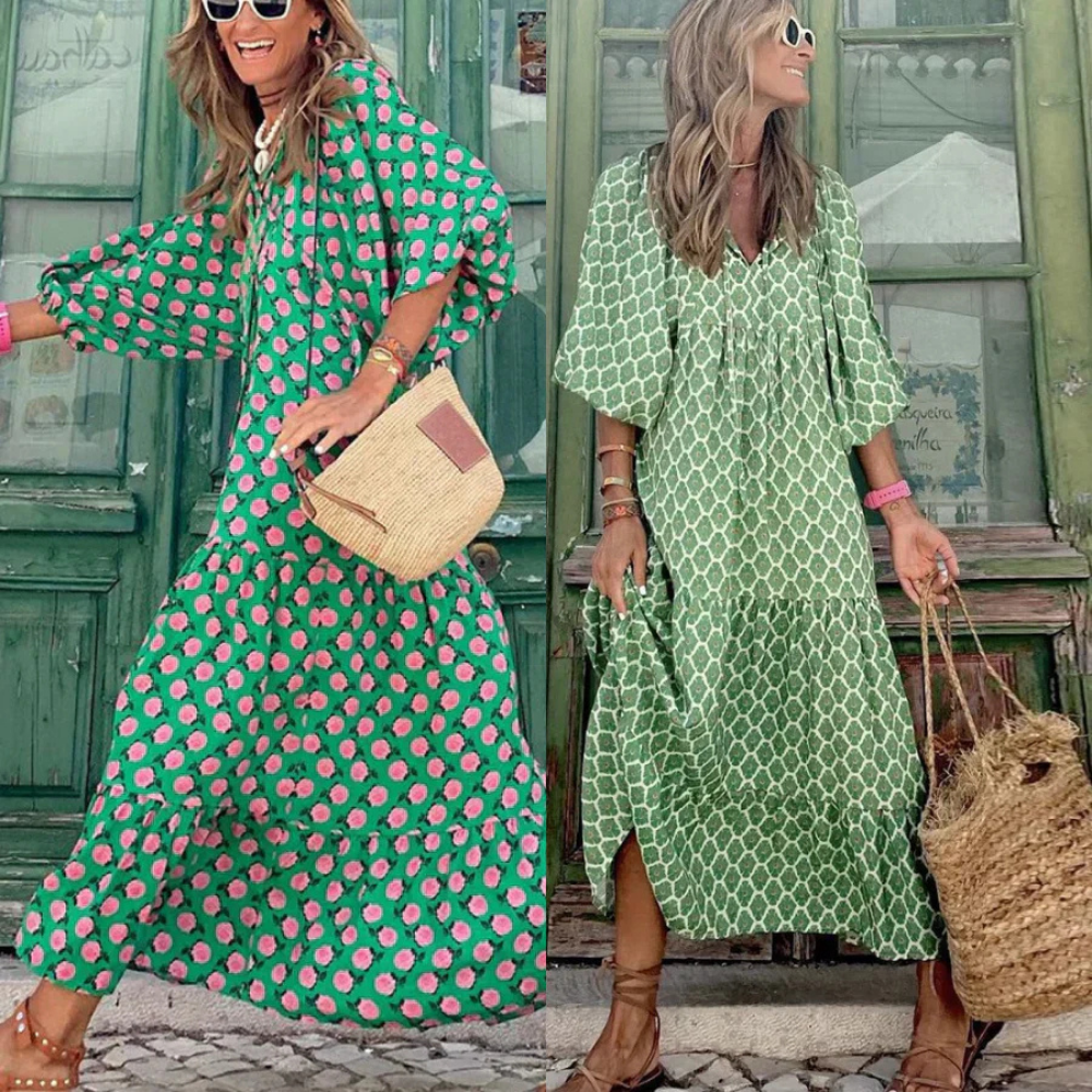Levoire | Robe Maxi Boho avec motif floral romantique
