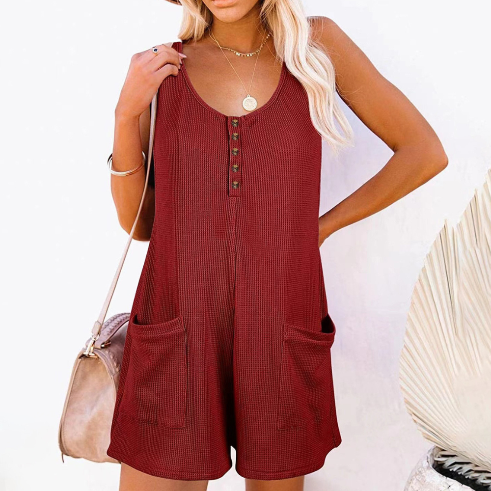 Levoire | Femme Style sans effort Combinaison Combinaison sans manches Shorts Pour femmes Rouge vin