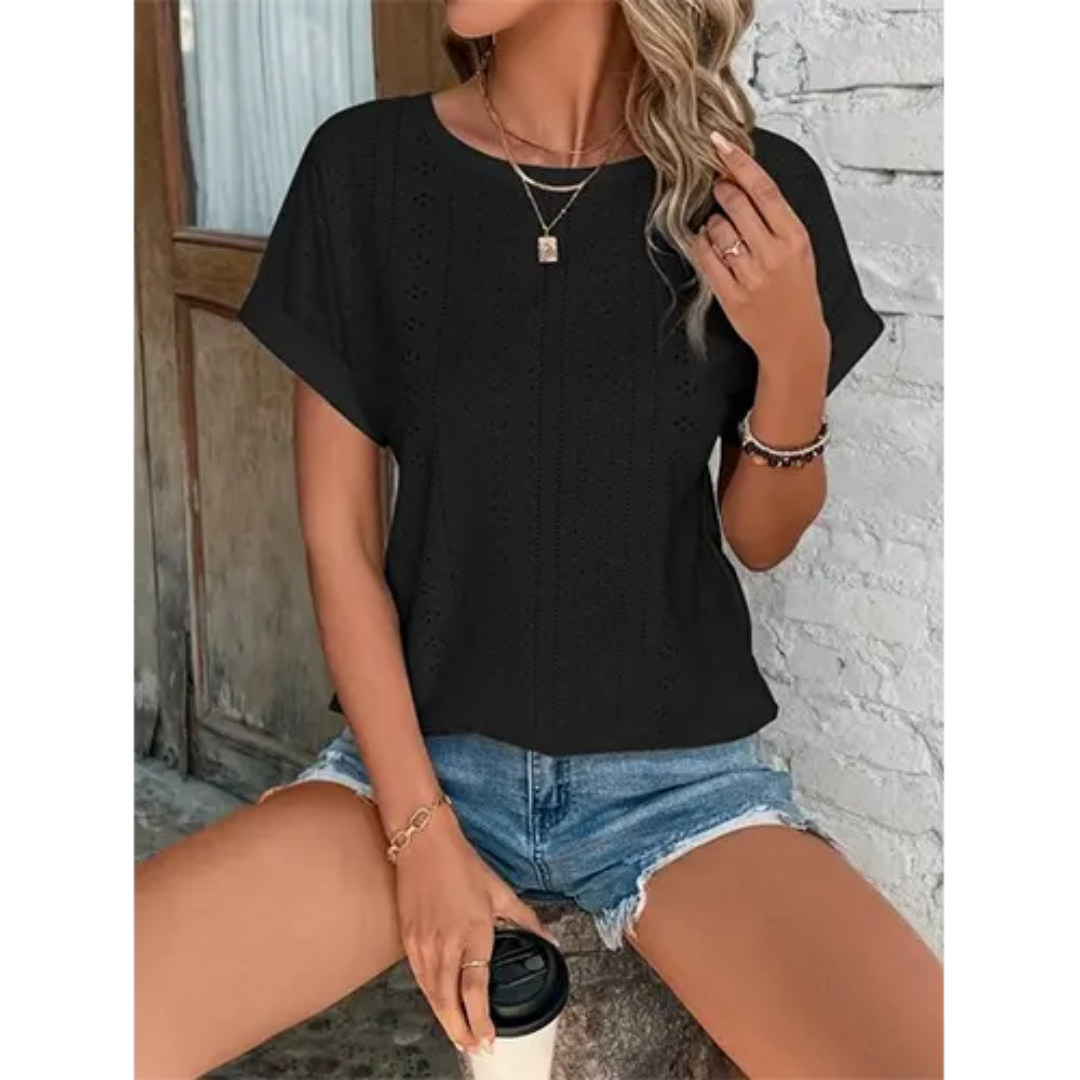 Levoire | T-shirt à col rond à manches courtes Noir