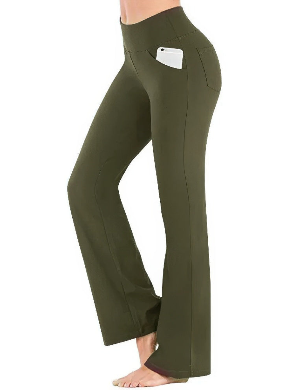Levoire | Pantalon Femme Élégant Taille Haute Pantalon Pour Femmes Vert olive
