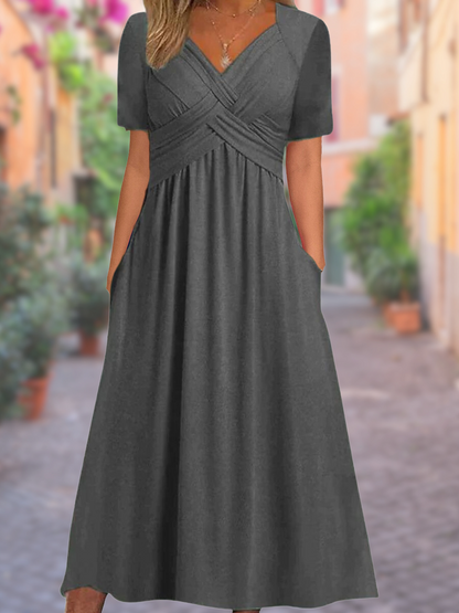 Levoire | Robe D'Ete Elegante Flatteuse Et Respirante Femmes Gris