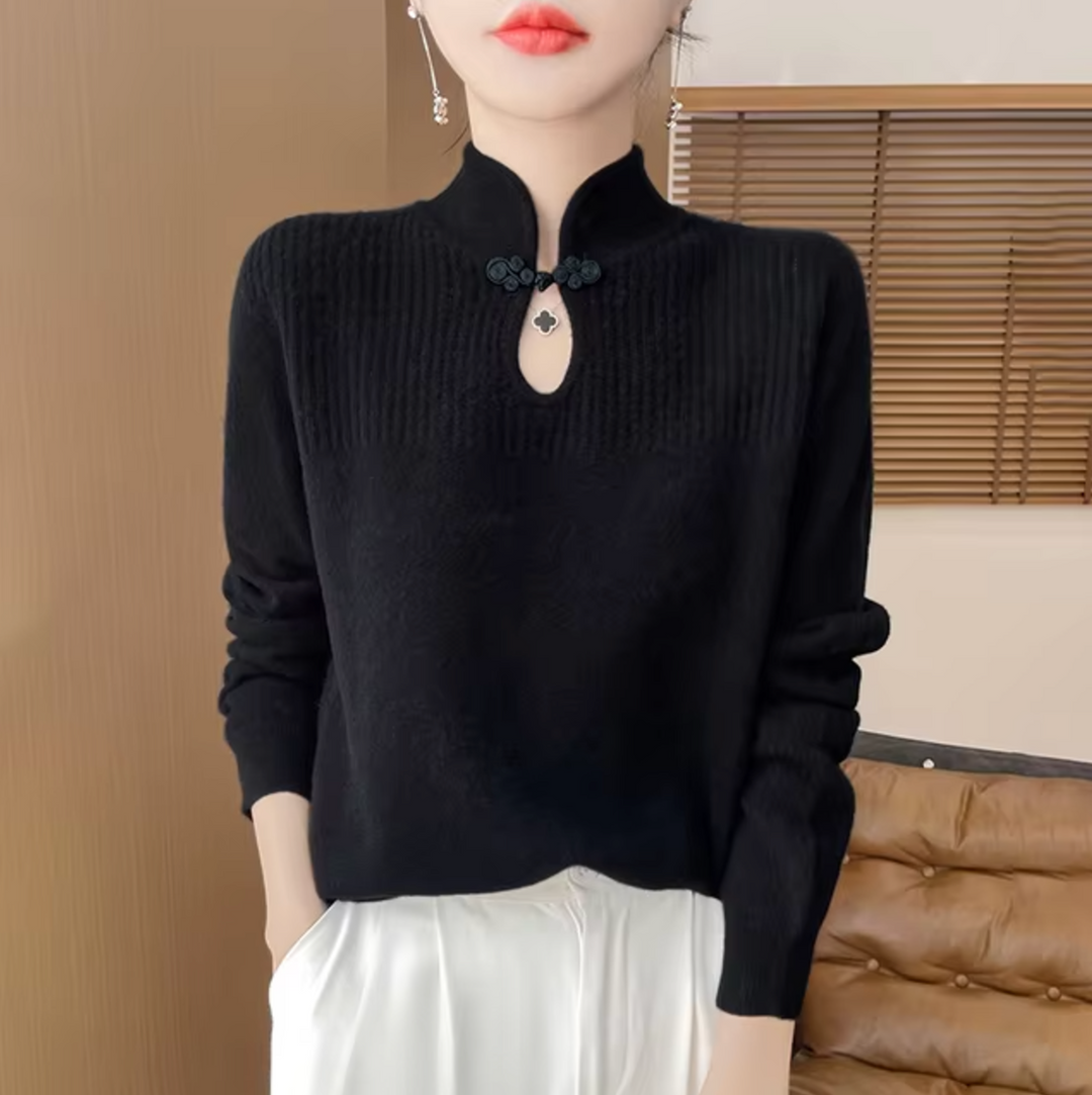 Levoire | Pull En Laine Tricoté Avec Col Montant Noir