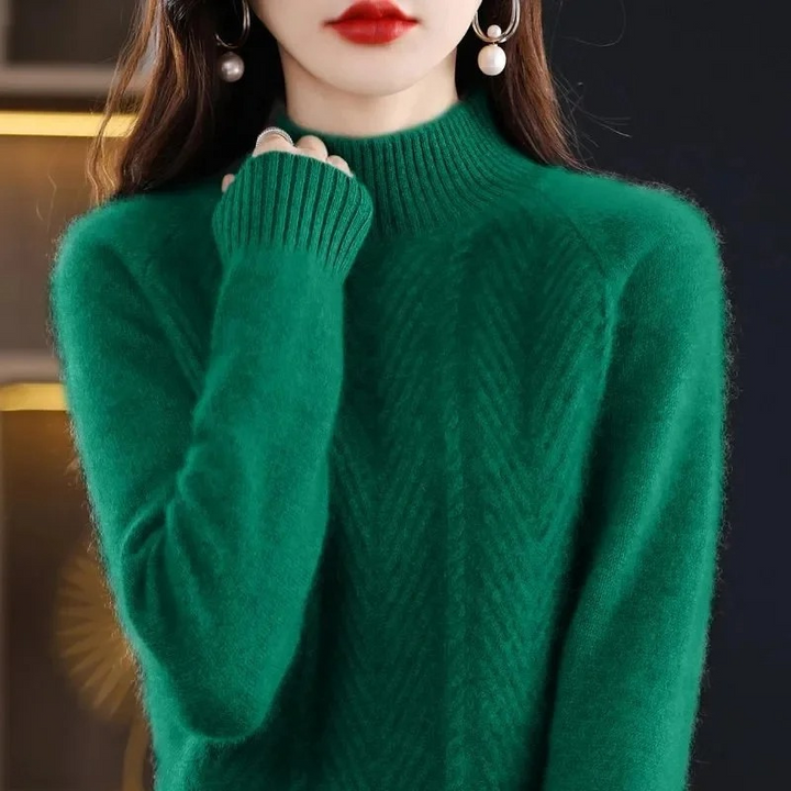 Levoire | Kashmir Pull Femme Col Montant Élégant Et Chaud Pull Vert